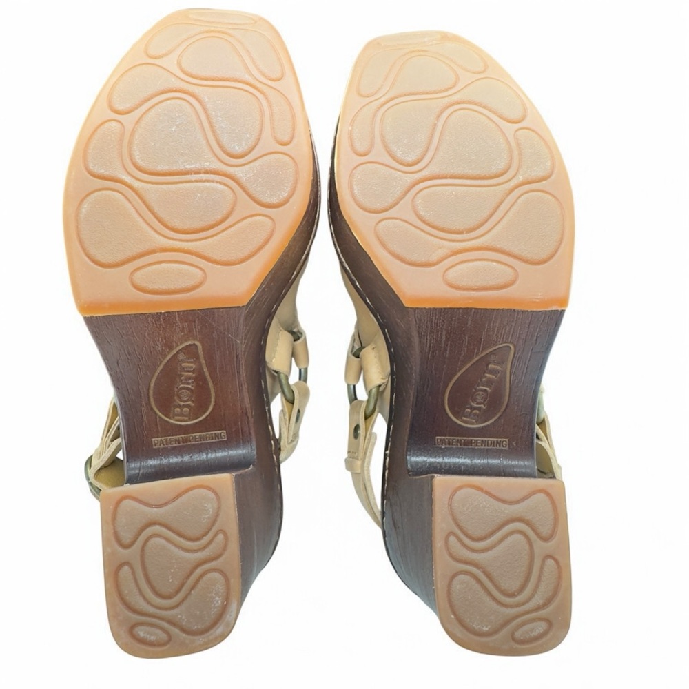 NWOT Born Hudson Leather Sling Platform Clogs In Natural - Picture 9 of 10